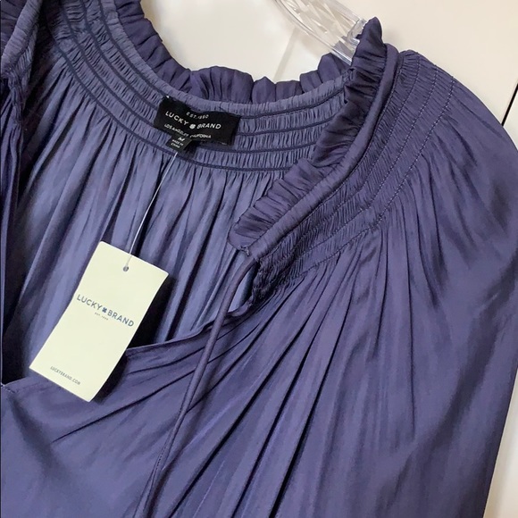 NWT SATIN LUCKY BRAND PEASANT TOP - Picture 2 of 5